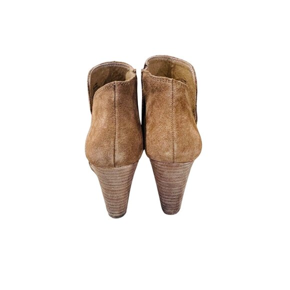Lucky Brand Yimme Booties Tan Suede Wedge Ankle Booties Western Boho City Shoes - Picture 4 of 11